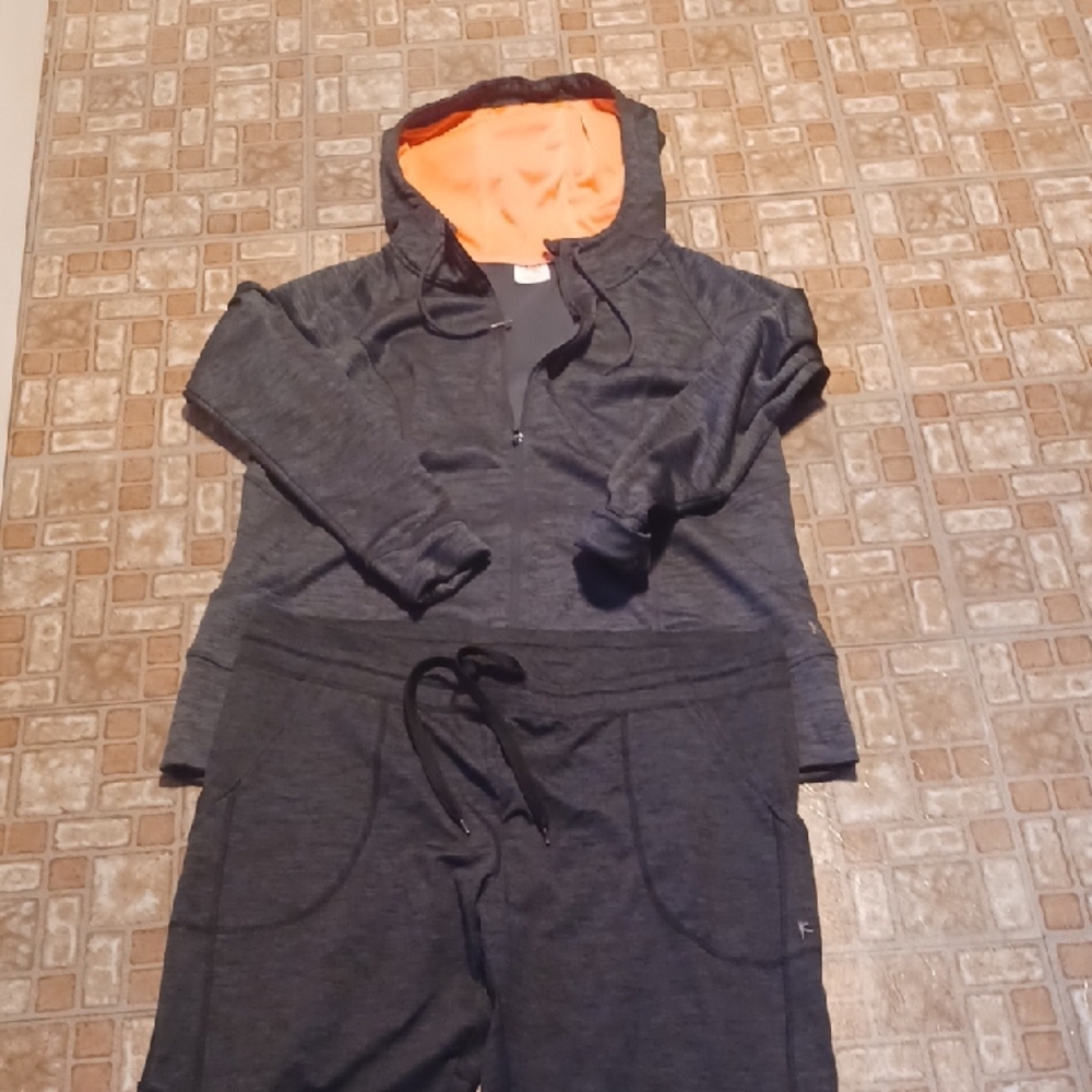 Charcoal Hoodie and Joggers with Orange Lining Pants And Jacket Danskins Now